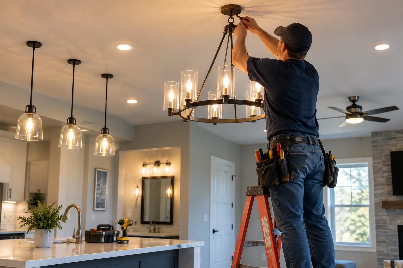 Light fixtures and ceiling fans installation